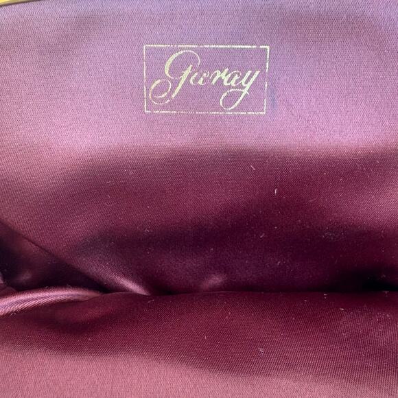 VTG 60s Garay Purse Clutch Brown Fabric Gold Flowers Rhinestone Kisslock MCM - Picture 8 of 9